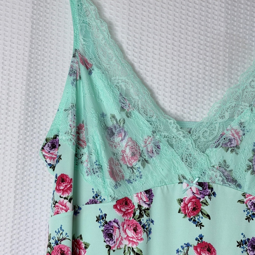 Avenue Body Chemise Women 22/24 Green Floral Lace Sleepwear Plus Size Romantic - Picture 10 of 11